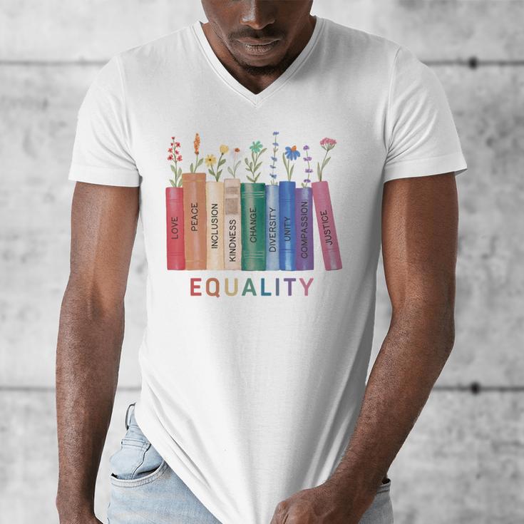Equality Flower Books Equal Rights Social Justice Feminist Men's V-Neck T-Shirt