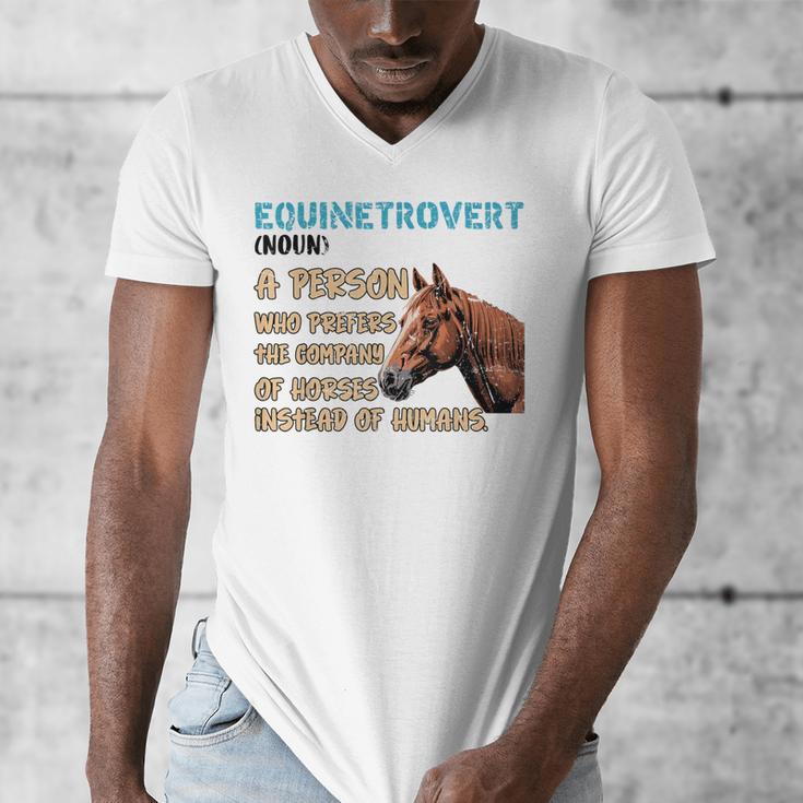 Equinetrovert Definition Equine Horse Riding Introvert Men's V-Neck T-Shirt