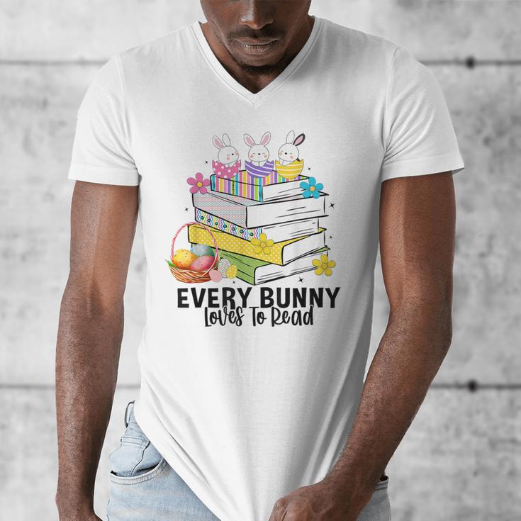 Every Bunny Loves To Read Easter Cute Reading Books Lover Men's V-Neck T-Shirt