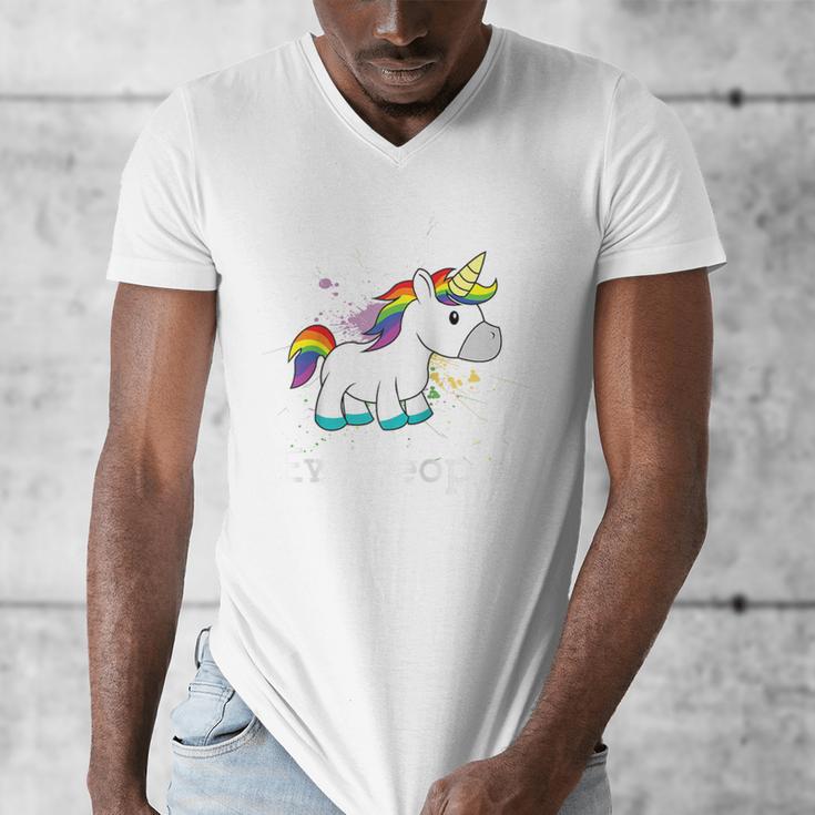 Ew People Unicorn Lover Introvert Rainbow Unicorn Raglan Baseball Tee Men's V-Neck T-Shirt