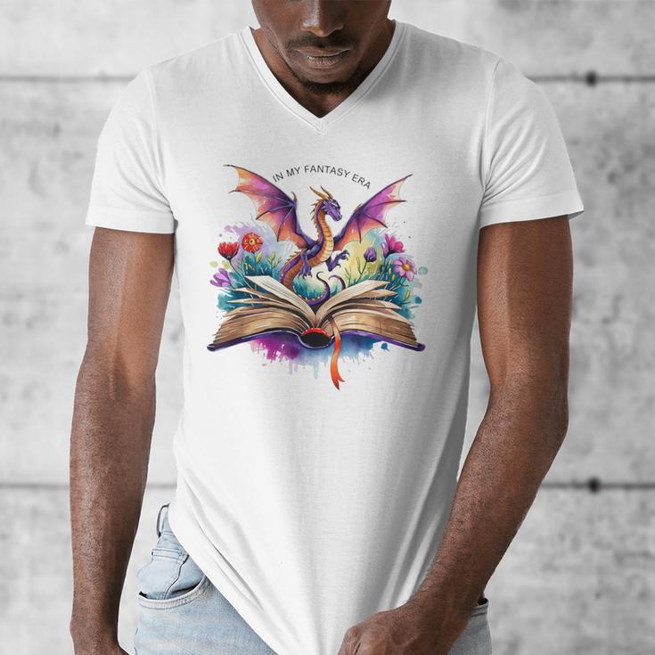 In My Fantasy Era Magic Dragon Book Men's V-Neck T-Shirt