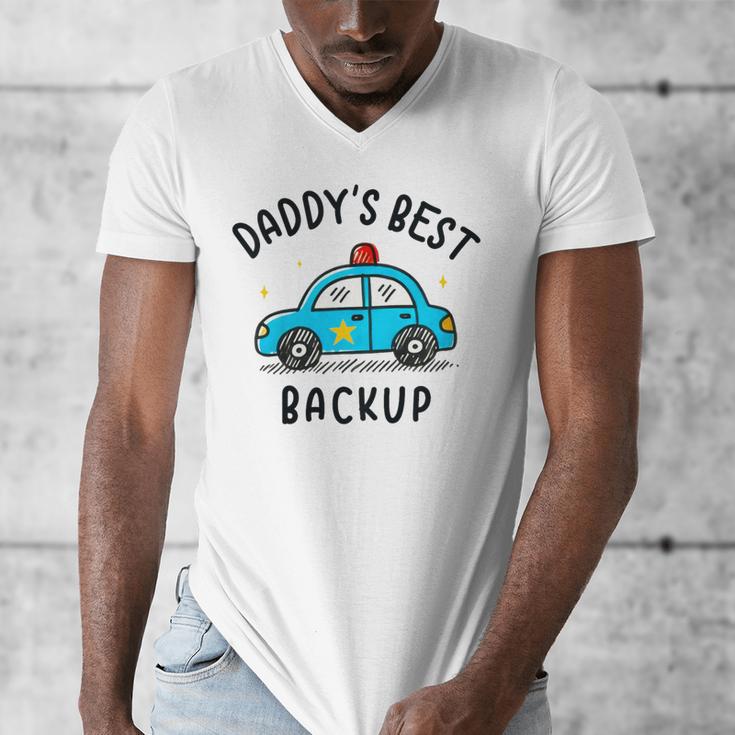 Father Son Daughter Daddy's Best Backup Father's Day Toddler Men's V-Neck T-Shirt