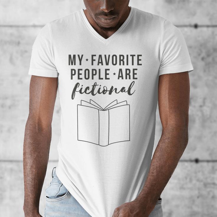 My Favorite People Are Fictional Book Reader Lover Men's V-Neck T-Shirt