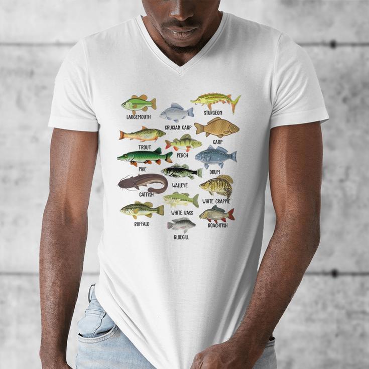 Fishing-Shirt Types Of Freshwater Bass Fish Dad Jokes Men's V-Neck T-Shirt Fishing-Shirt Types Of Freshwater Bass Fish Dad Jokes Men's V-Neck T-Shirt