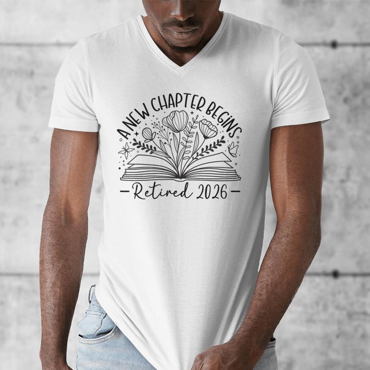 Floral Book a New Chapter Begins Retired Retirement Teacher Men's V-Neck T-Shirt Floral Book a New Chapter Begins Retired Retirement Teacher Men's V-Neck T-Shirt