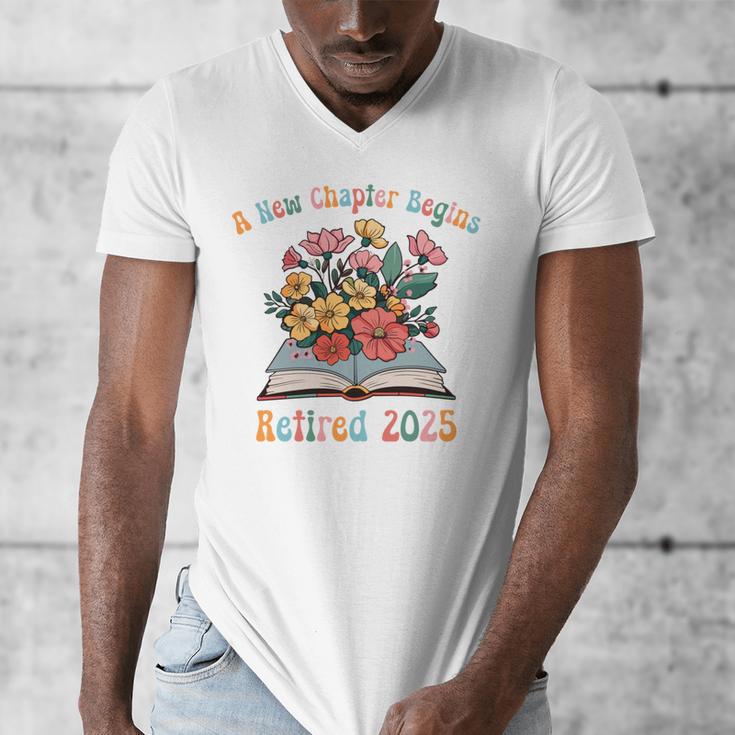 Floral Book Officially Retired 2025 A New Chapter Begins Men's V-Neck T-Shirt Floral Book Officially Retired 2025 A New Chapter Begins Men's V-Neck T-Shirt