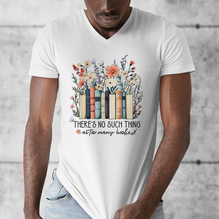 Floral Book There's No Such Thing As Too Many Book Lover Men's V-Neck T-Shirt