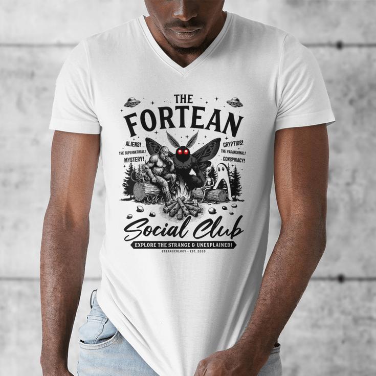 Fortean Social Club Bigfoot Mothman Alien Cryptid Introvert Men's V-Neck T-Shirt