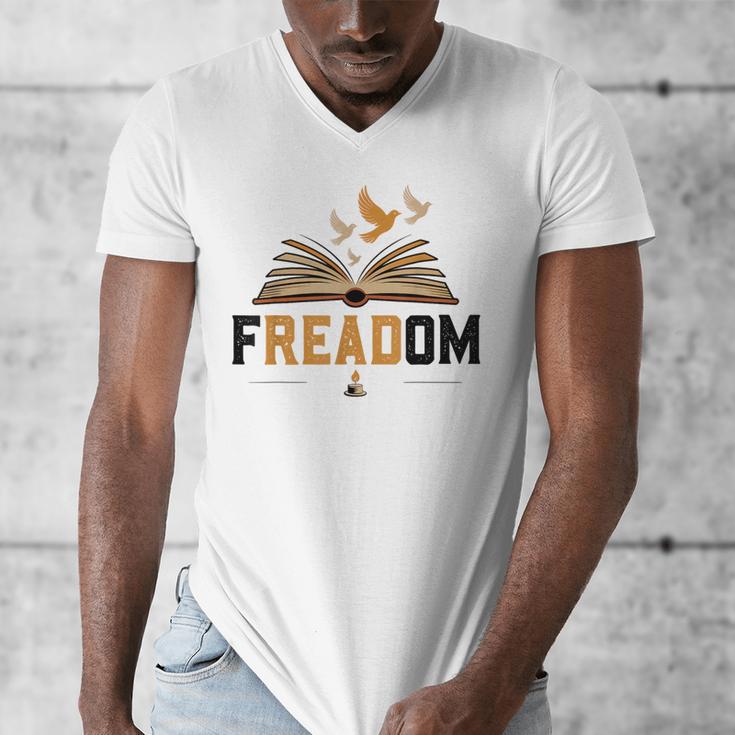 Freadom Anti Banned Books Lovers Reading Librarian Bookworm Men's V-Neck T-Shirt Freadom Anti Banned Books Lovers Reading Librarian Bookworm Men's V-Neck T-Shirt