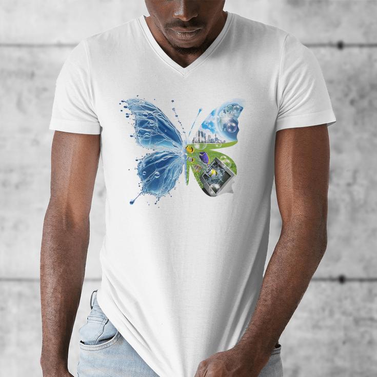 Frutiger Aero Aesthetic Butterfly Computer Fishes Scenery Raglan Baseball Tee Men's V-Neck T-Shirt Frutiger Aero Aesthetic Butterfly Computer Fishes Scenery Raglan Baseball Tee Men's V-Neck T-Shirt