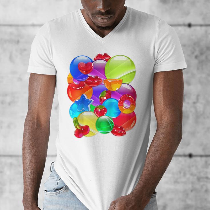 Frutiger Aero Aesthetic Tech Orb Pattern Heart Cherry Lips Raglan Baseball Tee Men's V-Neck T-Shirt Frutiger Aero Aesthetic Tech Orb Pattern Heart Cherry Lips Raglan Baseball Tee Men's V-Neck T-Shirt