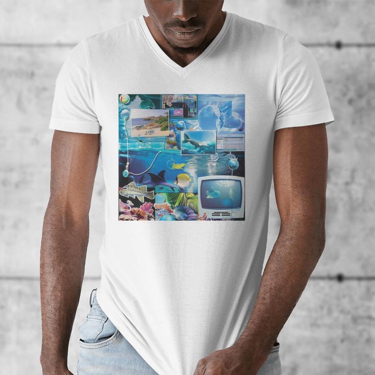 Frutiger Aero Retro Vibes Men's V-Neck T-Shirt Frutiger Aero Retro Vibes Men's V-Neck T-Shirt