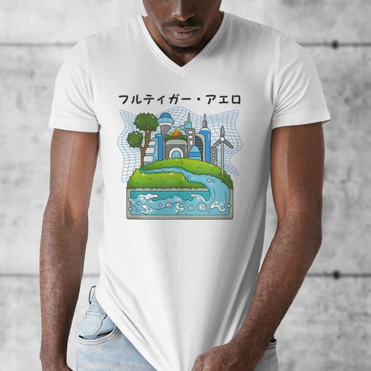 Future City Wind Power Frutiger Aero Y2K Style Ocean Men's V-Neck T-Shirt Future City Wind Power Frutiger Aero Y2K Style Ocean Men's V-Neck T-Shirt