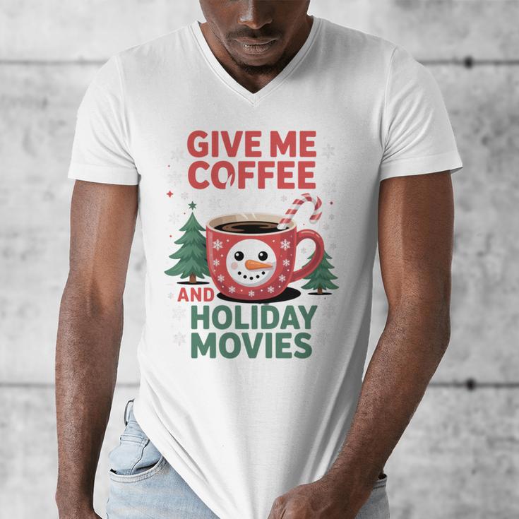 Give Me Coffee And Holiday Movies Introvert Christmas Men's V-Neck T-Shirt