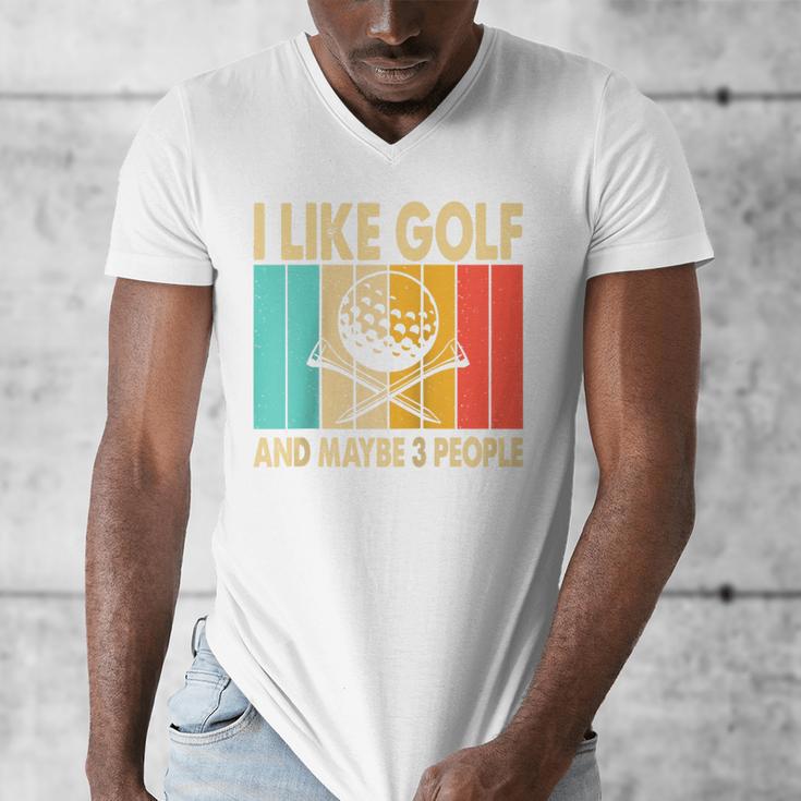 I Like Golf And Maybe 3 People Introvert Raglan Baseball Tee Men's V-Neck T-Shirt I Like Golf And Maybe 3 People Introvert Raglan Baseball Tee Men's V-Neck T-Shirt