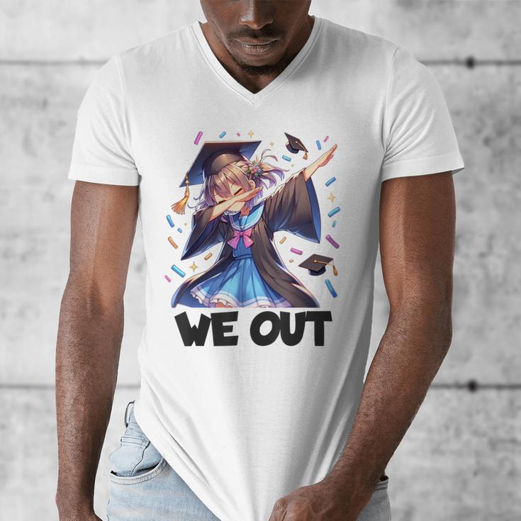 We Out Graduate Dabbing Anime Girl Grad Graduation Men's V-Neck T-Shirt