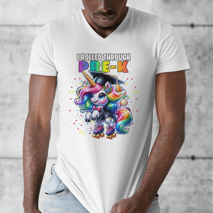 Graduation Pre-K Unicorn Roller Skate Girls Preschool Grad Men's V-Neck T-Shirt