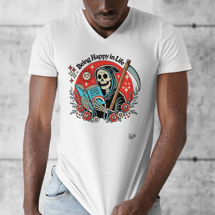 Grim Reaper Reads a Book Men's V-Neck T-Shirt