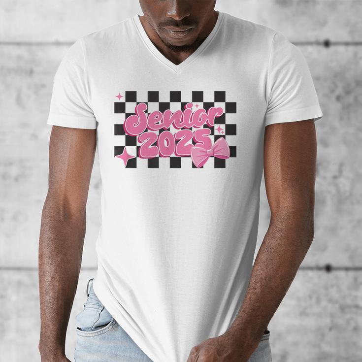 Groovy Senior Class Of 2026 Coquette Pink Bow Graduation Men's V-Neck T-Shirt