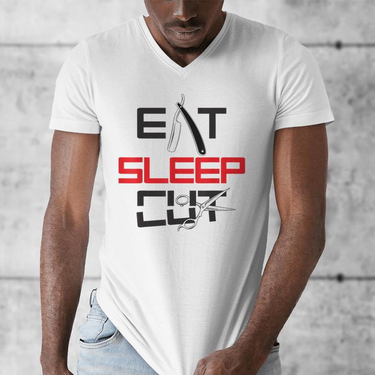 Haircutter Barber Eat Sleep Cut Barbering Graduation Men's V-Neck T-Shirt
