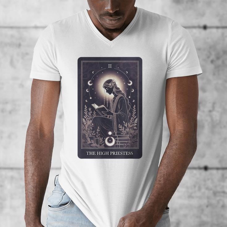 High Priestess Tarot Art Celestial Mystic Book Lover Men's V-Neck T-Shirt