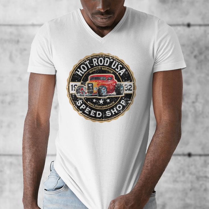 Hotrod Custom Car Automotive Nostalgia Distressed Premium Tri-Blend Men's V-Neck T-Shirt