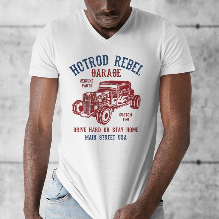 Hotrod Rebel Automotive Nostalgia Old Car Distressed Premium Tri-Blend Men's V-Neck T-Shirt