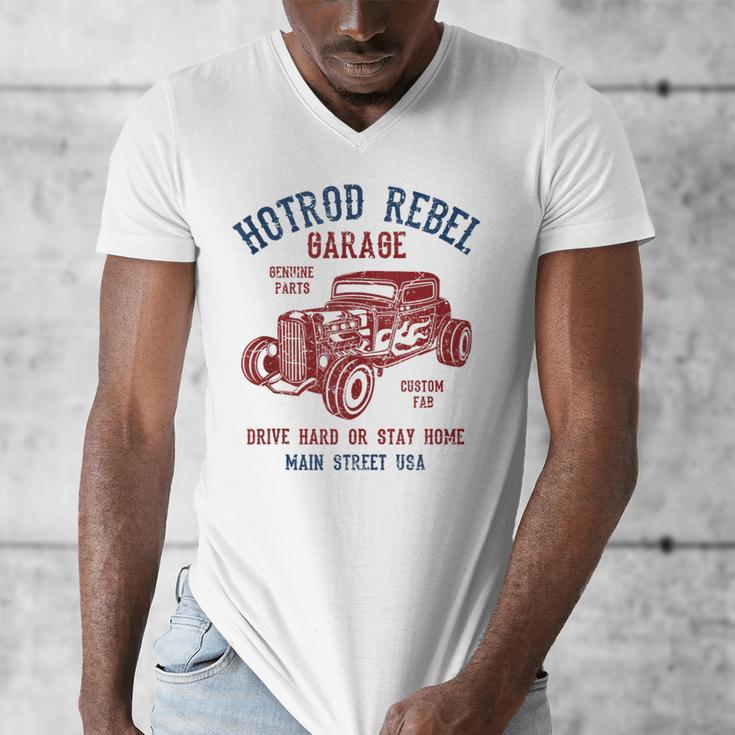 Hotrod Rebel Automotive Nostalgia Old Car Distressed Men's V-Neck T-Shirt