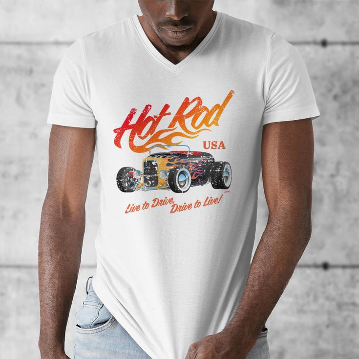 Hotrod Vintage Style Car Nostalgia Hotrod Distressed Premium Tri-Blend Men's V-Neck T-Shirt