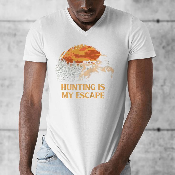 Hunting Is My Escape Introvert Hunter Antisocial Raglan Baseball Tee Men's V-Neck T-Shirt