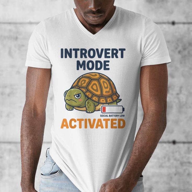 Introvert Mode Activated Low Social Battery Box Turtle Men's V-Neck T-Shirt Introvert Mode Activated Low Social Battery Box Turtle Men's V-Neck T-Shirt