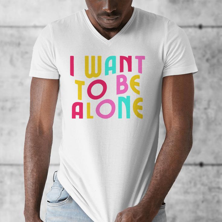 Introvert I Want To Be Alone Retro Wavy Men's V-Neck T-Shirt
