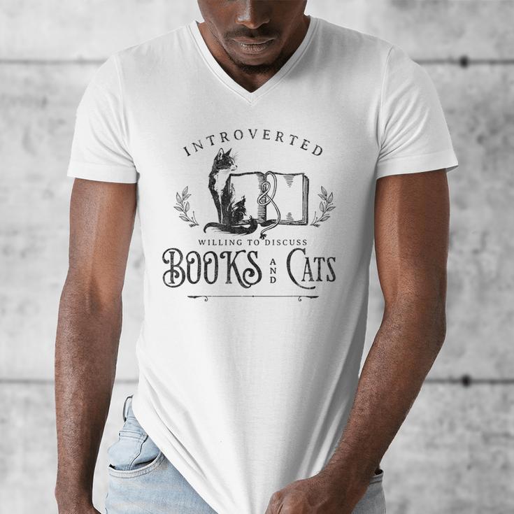 Introverted But Willing To Discuss Cats And Books Men's V-Neck T-Shirt Introverted But Willing To Discuss Cats And Books Men's V-Neck T-Shirt
