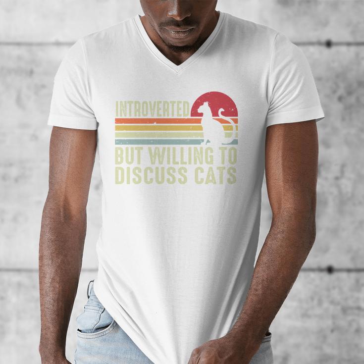 Introverted But Willing To Discuss Cats Kitten Pet Lover Men's V-Neck T-Shirt