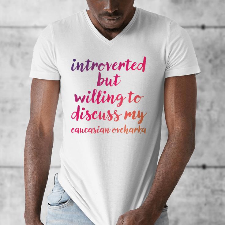 Introverted Willing To Discuss Caucasian Ovcharka Introvert Men's V-Neck T-Shirt Introverted Willing To Discuss Caucasian Ovcharka Introvert Men's V-Neck T-Shirt