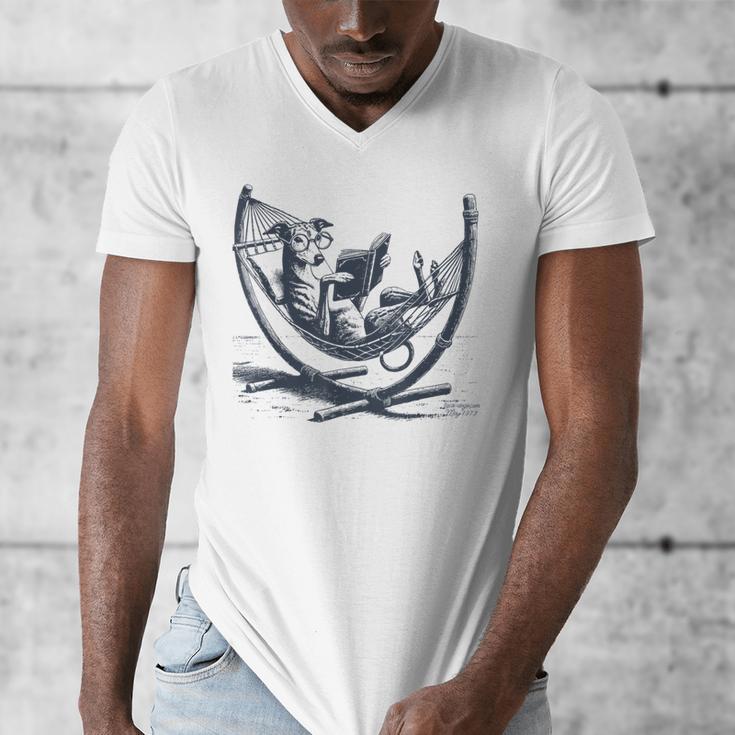 Italian Greyhound Whippet Dog Reading Book Hammock Iggy Mom Men's V-Neck T-Shirt