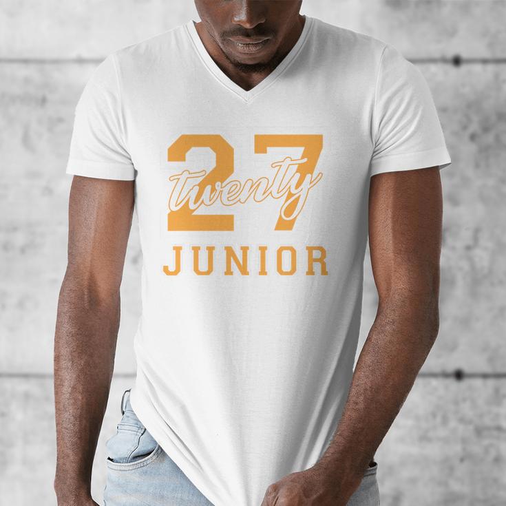 Junior Class 2027 Graduation Back To School Orange Letters Premium Tri-Blend Men's V-Neck T-Shirt