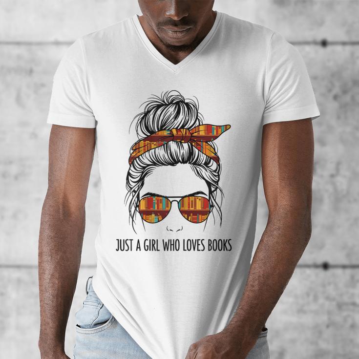 Just a Girl Who Loves Books Pajamas Shirt Reading Book Lover Men's V-Neck T-Shirt
