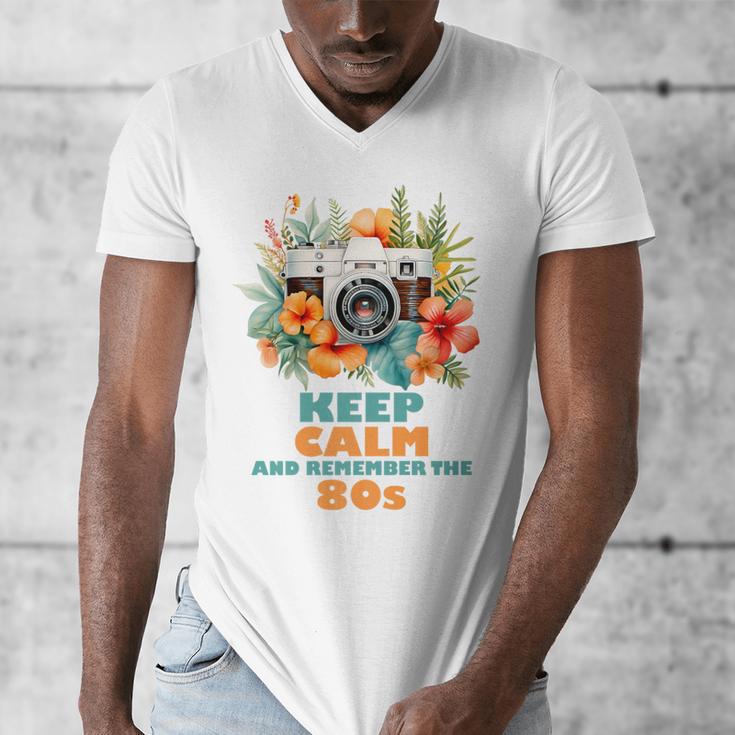 Keep Calm And Remember The 80s Retro Vintage Nostalgia Premium Men's V-Neck T-Shirt