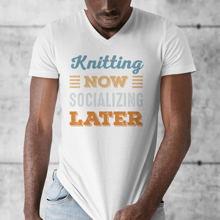 Knitting Now Minimal Socializing Introvert Vintage Men's V-Neck T-Shirt Knitting Now Minimal Socializing Introvert Vintage Men's V-Neck T-Shirt