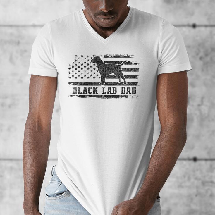 Lab Dad Distressed American Flag Patriotic Dog Men's V-Neck T-Shirt