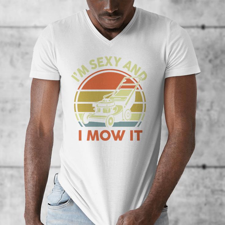 Lawn Mowing Dad Im Sexy And I Mow It Mower Garden Premium Tri-Blend Men's V-Neck T-Shirt