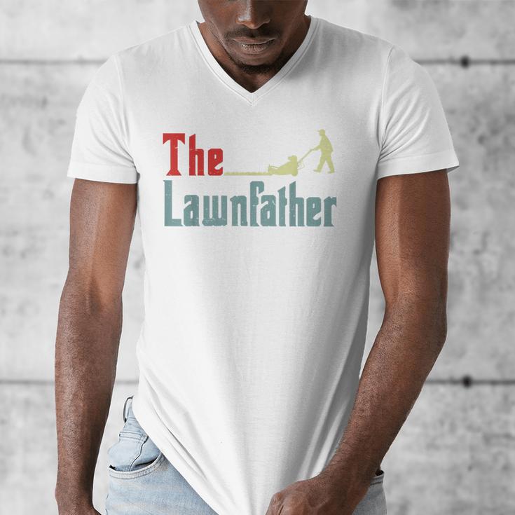 Lawn Mowing Lawnfather Dad Lawn Mower Gardening Men's V-Neck T-Shirt