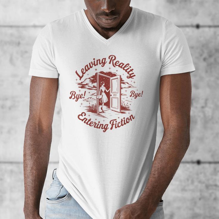 Leaving Reality Entering Fiction Book Lover Men's V-Neck T-Shirt