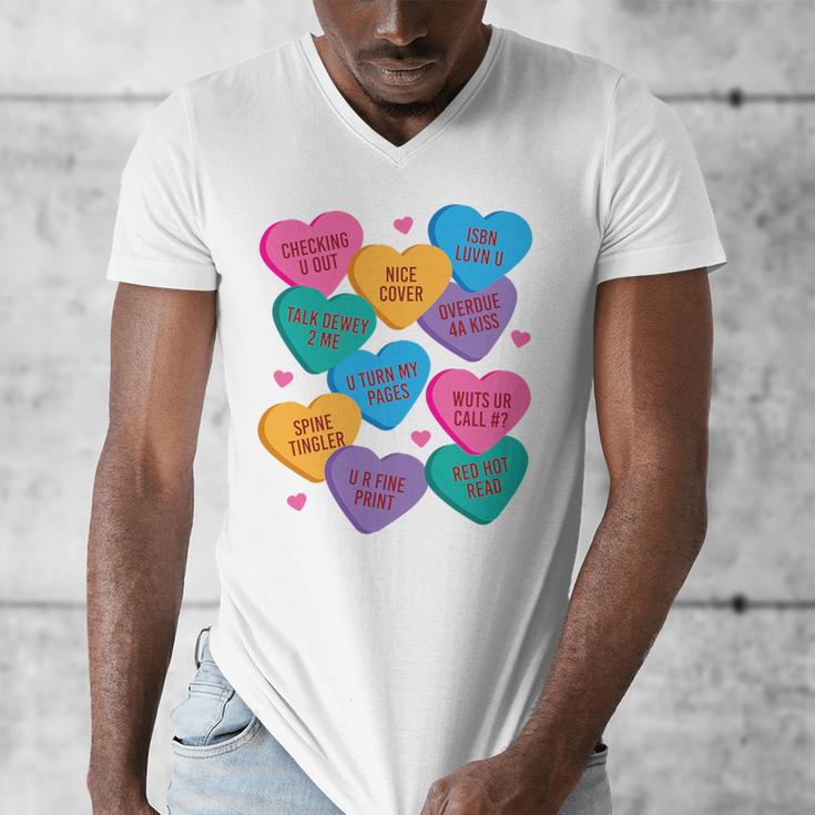 Librarian Shirt Valentines Book Worm Reading Tshirt Premium Tri-Blend Men's V-Neck T-Shirt