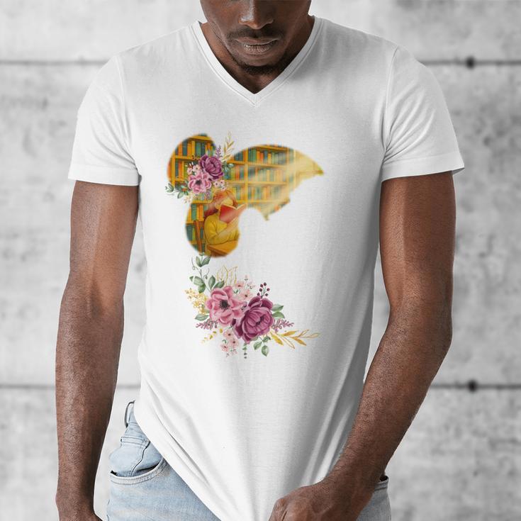 And Into The Library She Goes Book Lover Reading Bookworm Men's V-Neck T-Shirt
