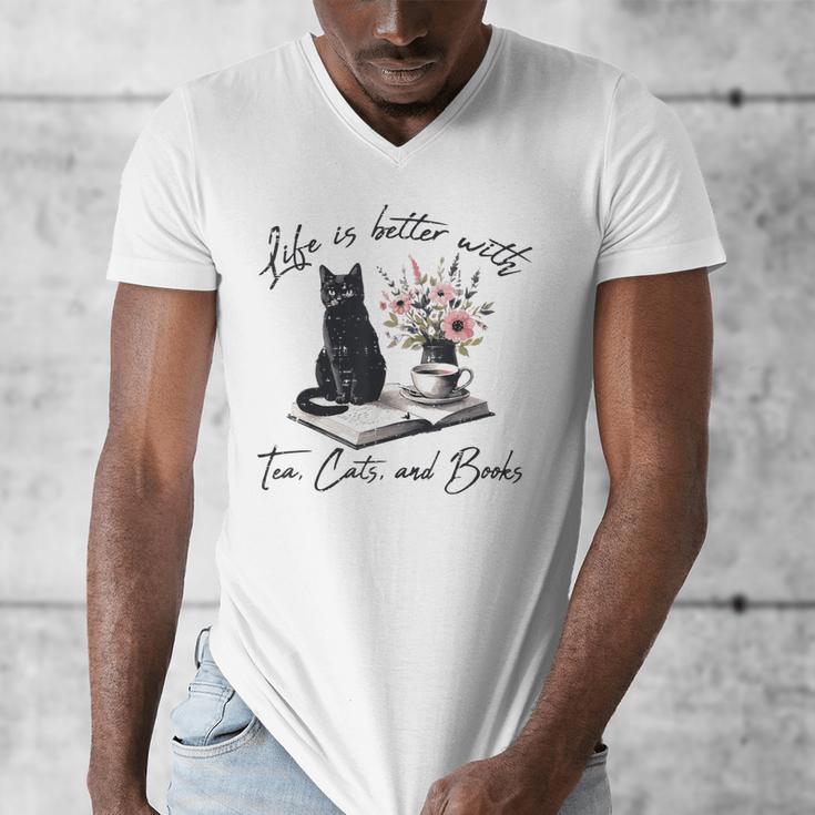 Life Better With 2 Cats Books Kitten Kitty Women Girls Kids Men's V-Neck T-Shirt Life Better With 2 Cats Books Kitten Kitty Women Girls Kids Men's V-Neck T-Shirt