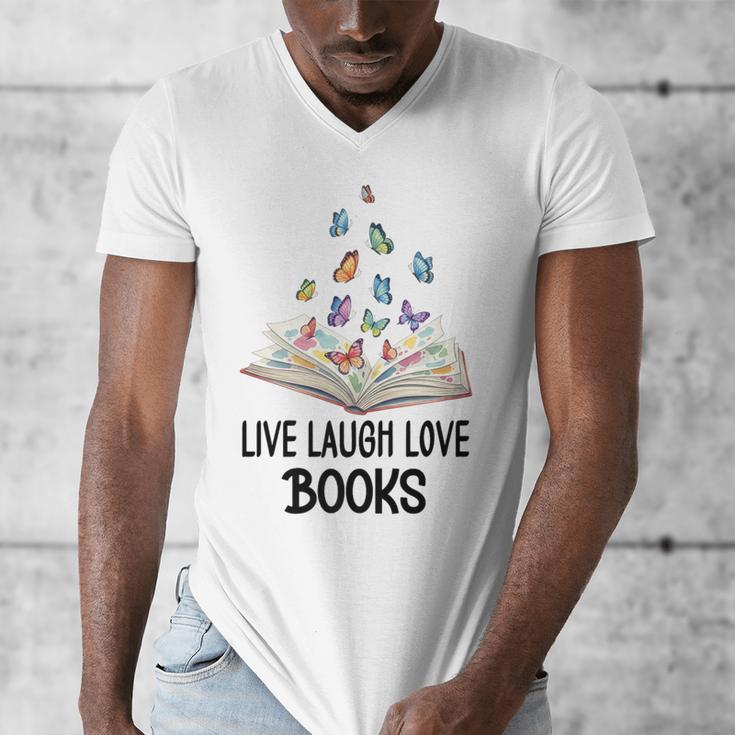 Live Laugh & Love Books Reading Butterfly Book Lover Bookish Premium Men's V-Neck T-Shirt