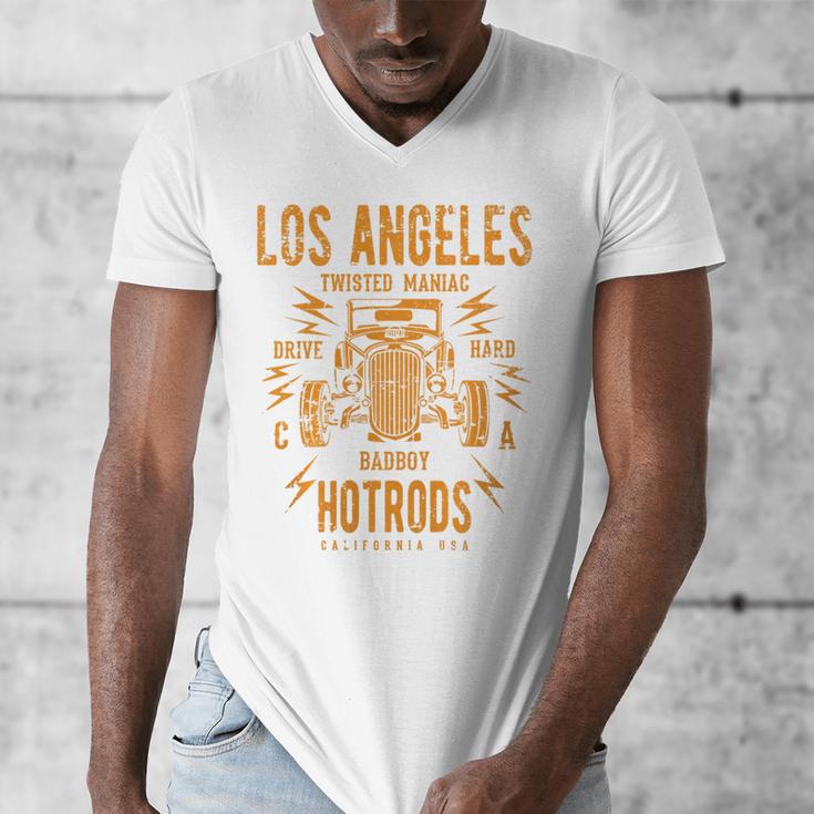 Los Angeles Hotrods Automotive Nostalgia Distressed Premium Tri-Blend Men's V-Neck T-Shirt