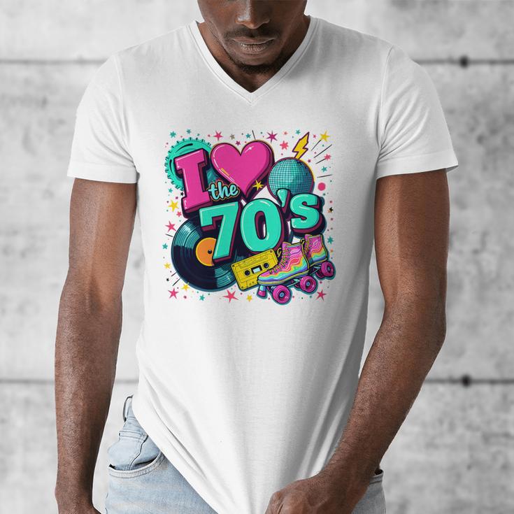 I Love The 70s Retro Cassette Roller Vinyl Disco Nostalgia Premium Tri-Blend Men's V-Neck T-Shirt